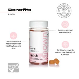 Biotin Gummies 10,000 mcg Watermelon Flavoured by Known Nutrition | for Hair, Skin and Metabolism | Watermelon Flavour | 60 Two-a-Day Vitamin Gummies | 10,000μg of Biotin per Serving (Pack of 3)