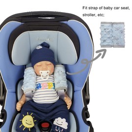 DODO NICI car seat Strap Cover for Baby, seat Belt Cover Cushion, Belt Pads fit Baby Carrier/Pushchair/Stroller, Cozy Peace Dotted Minky, Blue