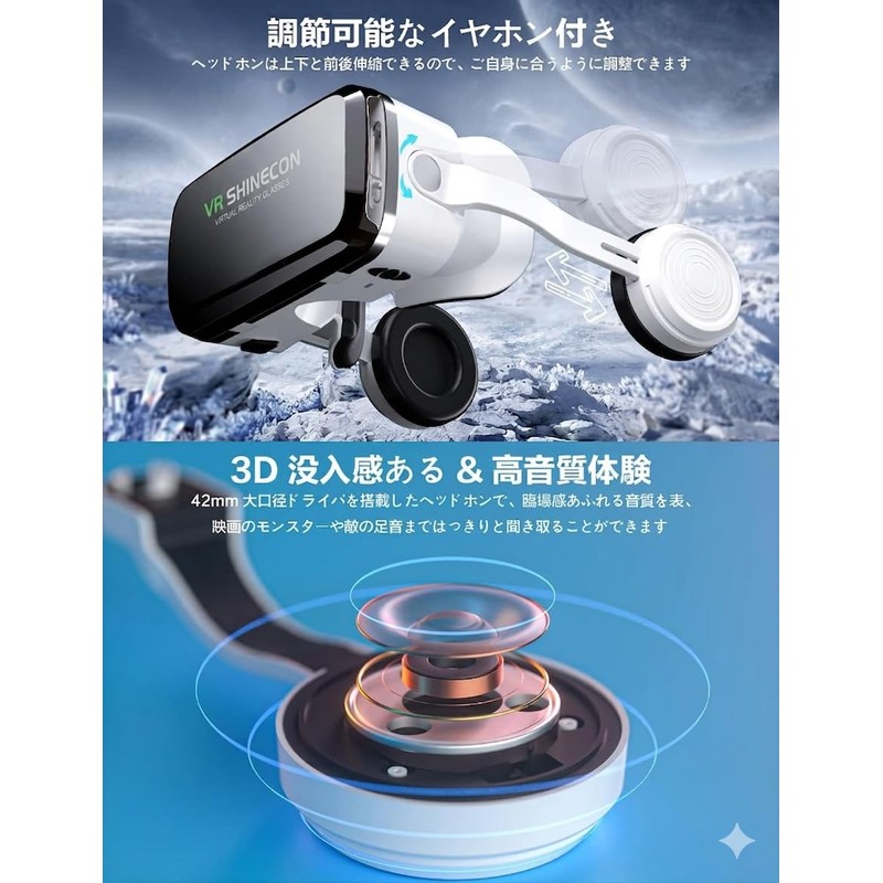 OLANSOR VR Goggles with Headphones, Adjustable Focus, Compatible with 5.5