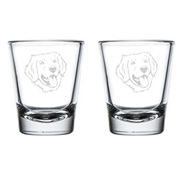 MIP Set of 2 Shot Glasses 1.75oz Shot Glass Gift Golden Retriever Face