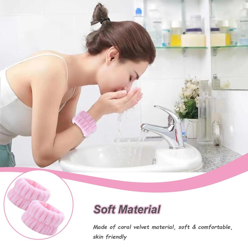 TS-MAYKA 20 Pcs Wrist Bands for Washing Face, Absorbent Face
