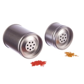 Rimoco large spice jars, stackable, with extra aroma lid incl. labels and sifter inserts, height: each approx. 9.0 cm, diameter: each approx. 6.4 cm, jar material: tinplate, BPA-free and food-safe