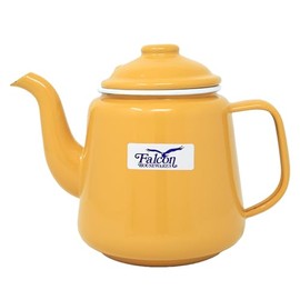 Enamel Teapot Tin Falcon Mustard White Rim 1.5L Gas and Electric Hobs Compatible