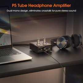 Douk Audio Mini Tube Headphone Amplifier Desktop Stereo Audio Preamp with 4.4/6.35 mm Socket (Aluminium Alloy)