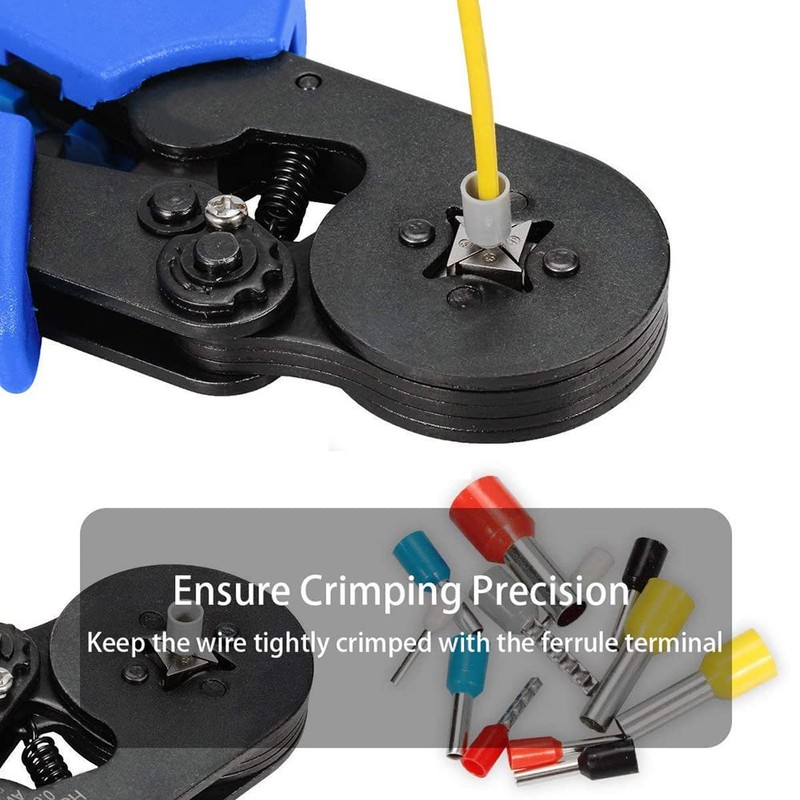 Eacam Ferrule Crimping Tool Kit, Self-adjustable Ratchet Wire Ferrule Crimper