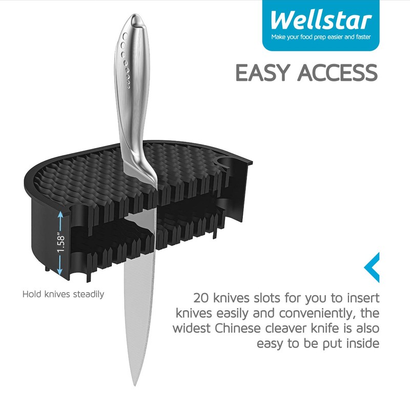 Universal Knife Block for Kitchen, WELLSTAR Knife Holder without Knives,