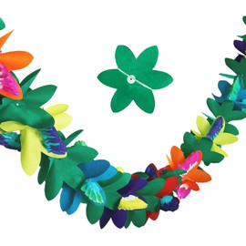 3Pcs Tropical Flower Garland Tissue Garland Flower Luau Hawaii Garland Multicolored Tissue Flower Leaves Banner for Luau Party Birthday Hawaiian Theme Party - 27 ft