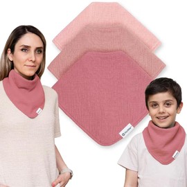 Drybble Bandana Bibs – Waterproof Lining Organic Cotton Drool Bib – Adjustable Bibs for Adults and Children, Snap Closure (Rosé All Day, Adult)