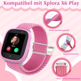 Polyjoy Pack of 3 Magnetic Braided Bracelets Compatible with Xplora X6 Bracelet, Soft Adjustable Replacement Bands for Xplora X6 Play/Xplora X6 Pro Children Girls Boys Pink + Green + Lavender