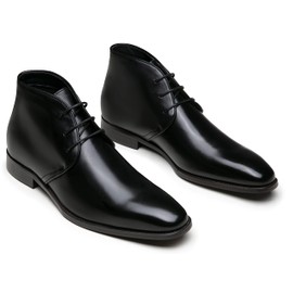 Jousen Leather Boots for Men Black Dress Classic Mens Boots Polish Retro Ankle Chukka Boots Mens(AMY8157A black 08)