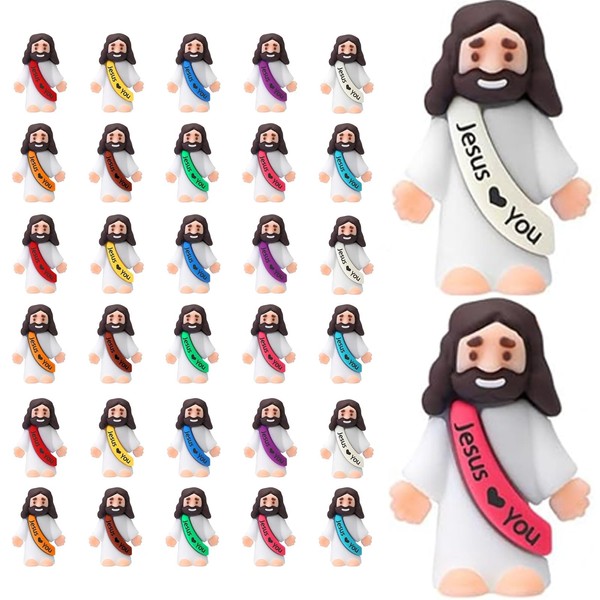AKFAHOIF Little Jesus Figures, Mini Jesus Figurines in Bulk, Multicolor