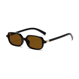 ZIMUSUN Retro Rectangle Sunglasses for Women Men 90s Small Square Frame Sun Glasses(A1 Black/Brown)