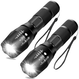 Pocketman 2 Pack LED Torches High Lumen,Powerful Flashlight with 5 Modes, Super Bright Pocket Led Waterproof Handheld Torch Zoomable Flashlight for Outdoor Camping Biking Hiking Home Emergency