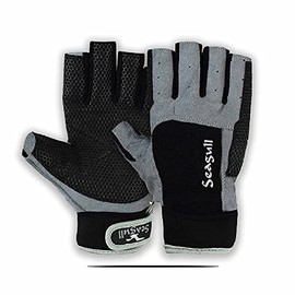 Seagull Sticky Palm Sailing Gloves Yachting Dinghy Boating Strong Amara Cut Finger, Large