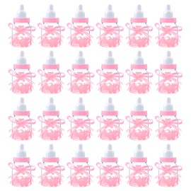 Baby Shower Bottles, 24 Pieces Mini Decorative Dummy Gift Baby Shower Decorations Candy Bottles Baby Bottles Party Favours Baby Gift for Boys Girls Party Favours Pink