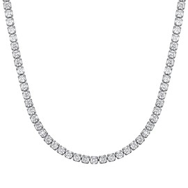 Richsteel Stainless Steel Tennis Chain 3mm Round Cubic Zirconia Cut Tennis Necklace for Women and Men