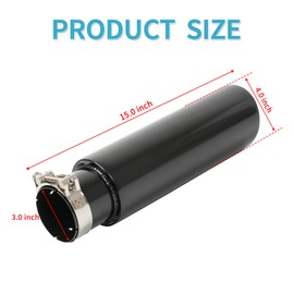 KHK 3" Inlet 4" Outlet 15" Overall Length Diesel Exhaust Tips,Honeycomb Design Stainless Steel 3" to 4" Exhaust Tip Bolt-On Truck Tailtip, Universal Fit for Trucks & Cars -Black Coated