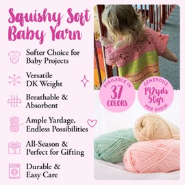 Cotton to The Core Cotton Yarn for Crocheting, 6 Skeins, 852Yds/300G, Free Patterns - Soft Baby Yarn for Knitting - 3 DK Light Worsted Weight - Watermelon Red