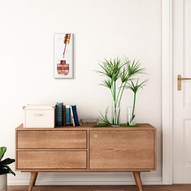 Stupell Industries Makeup Nail Polish Brush Pink Red Gold Fashion, Design by Artist Ziwei Li Wall Art, 7 x 17, Wood Plaque