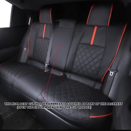 HKZ Custom Fit Corolla Cross Car Seat Covers Full Sets for 2023 2024 Toyota Corolla Cross S SE XSE (Hybrid-Only) - Faux Leather(Black+Red)