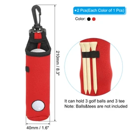 PATIKIL Golf Ball Carrying Bag Set of 2 Golf Tee Holder Pouch Portable Neoprene Golf Ball Holder with Clip for Men Women Storage Gift 2 Colors