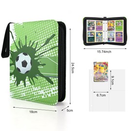 Football Trading Cards Album, 400 Pockets Trading Card Binder with Removable Sleeves, Waterproof Game Card Storage Folder with Zipper, 50 Pages, 8 Pockets Each Sheet (Double Sided)