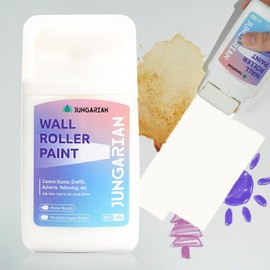 Jungarian Wall Paint Kit - 2X Concentrated Formula Wall Repair Roller Superior Coverage & No Dripping - Water-Based Wall Paint Roller Kit for Remove Graffiti, Stains, Yellowing - 100g, Ivory White