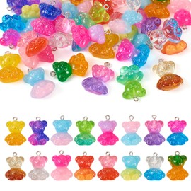 Craftdady Cute Charms Kits Resin Acrylic Bear Mushroom Flower Letter Star Pendants for Girly Crafts DIY Keychains Bracelets Jewelry Making Supplies, Resin, No Gemstone