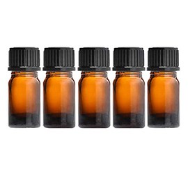 NAGOMIAROMA Natural Shop Light Blocking Bottle, Aroma Bottle, Amber Bottle, Black Cap & Vertical Dropper (Set of 5 0.2 fl oz (5 ml) Bottles), Storage, Container, Divided