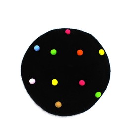 RARITYUS Women Fashion Cute Wool French Artist Beret Hat Warm Beanie Cap Headwear with Small Rainbow Pom Pom for Party