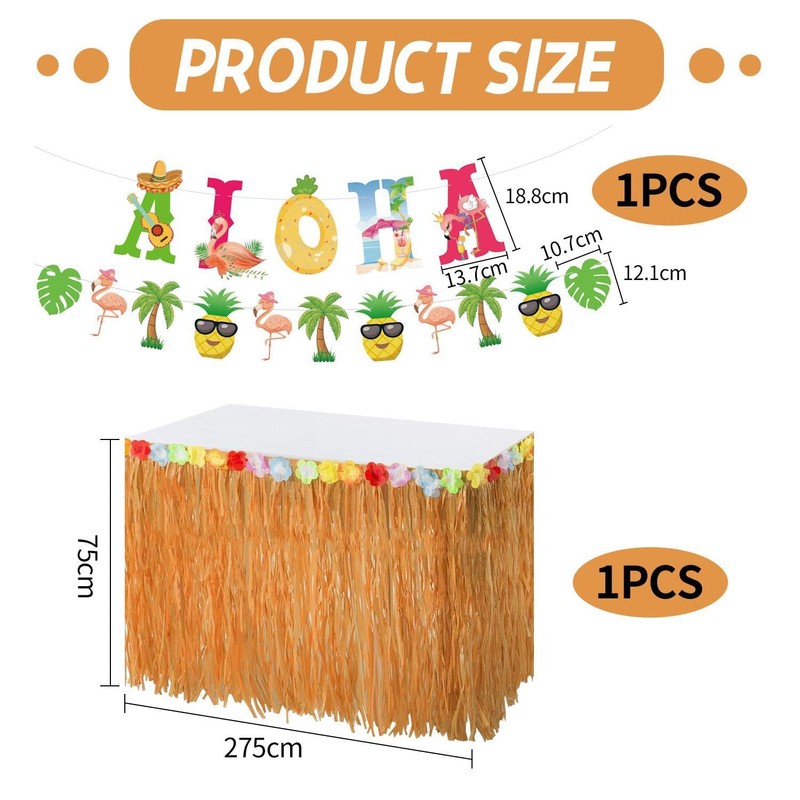 EOWVISN 1 Piece Hawaiian Table Skirt And 1 Piece Hawaiian