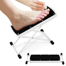 Pedicure Foot Rest, 6 Heights Adjustable Foot Stool, Upgraded Metal Foldable Non-Slip Stand for Home and Salon Use Pedicure Station, Ideal Pedi Stool for Nail Tech or Guitar Foot Stool White