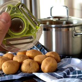 Lucasstore Good Potato and Fruit Peeler, 3 in 1 Stainless Steel Peeler, Green