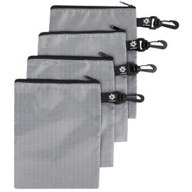 PALTERWEAR Ripstop Nylon Zipper Bag with Clip - Set of 4 (Gray, 7 x 9 inch)