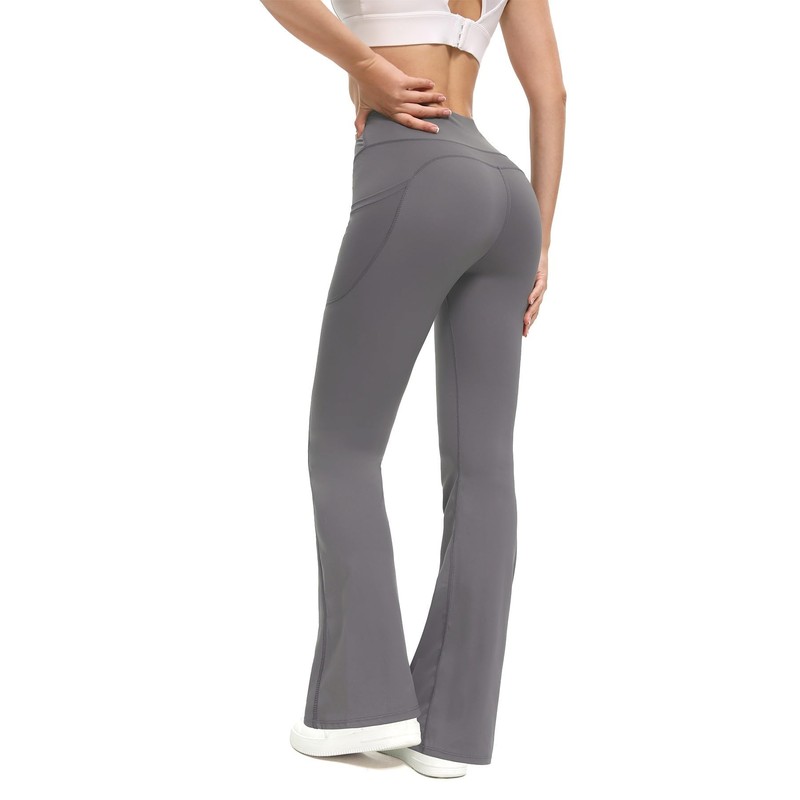 Shgiloo 3 Packs Women's Flare Leggings with Pockets, Soft High