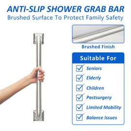 Bathroom Grab Bars Stainless Steel Handrail ADA Compliant 500lbs bathtubs and Showers Toilet Handle Safety for Handicap, Elderly, Disabled, Injury (18 inches)