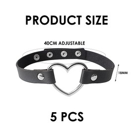 CVDYWDJIE 5 Pieces Heart Shaped Chokers Punk Necklaces Gothic Necklaces Fashion Personality Necklaces Pu Necklace Clothing Accessories