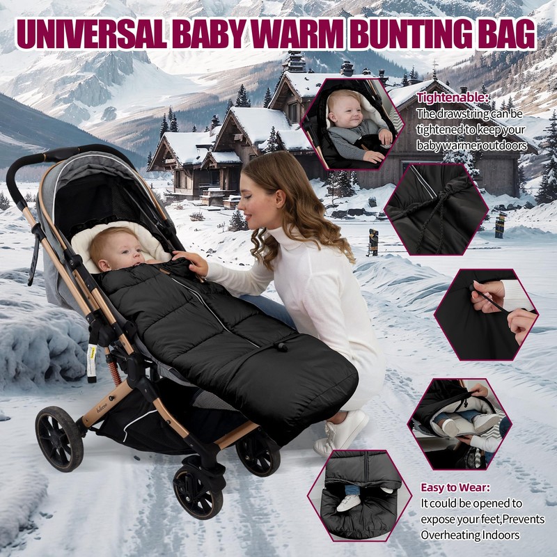 LAT Baby Warm Bunting Bag Universal,Extended and Removable,Stroller Sleeping Bag