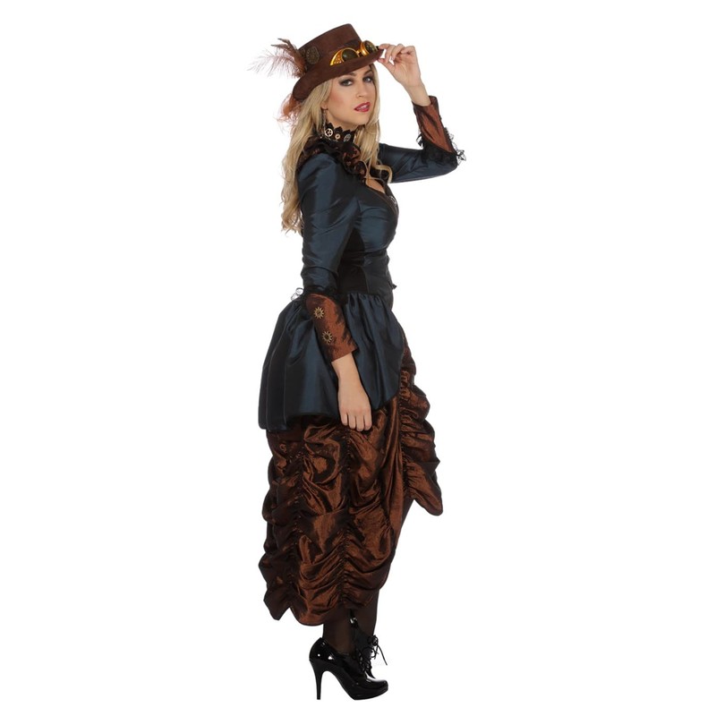 Shoperama Steampunk Dress Brown/Blue Women's Costume Burning Man Victorian Industrial