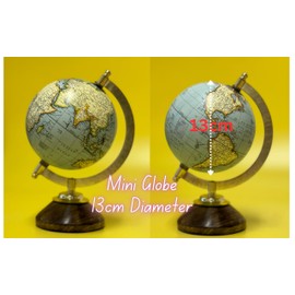 EXERZ GF23 13cm Light Blue Antique Globe with Wooden Base