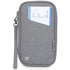 Wooum Passport Holder for Family, Passport Case with RFID Protection, Water Resistant Passport Bag for Men & Women, Travel Document Organizer, Passport Cover, Credit Cards Case for Travel, Light Grey,