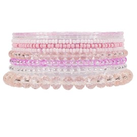 Beaded Stretch Bracelet Set for Women, Stackable Layered Design, Mother's Day Gift