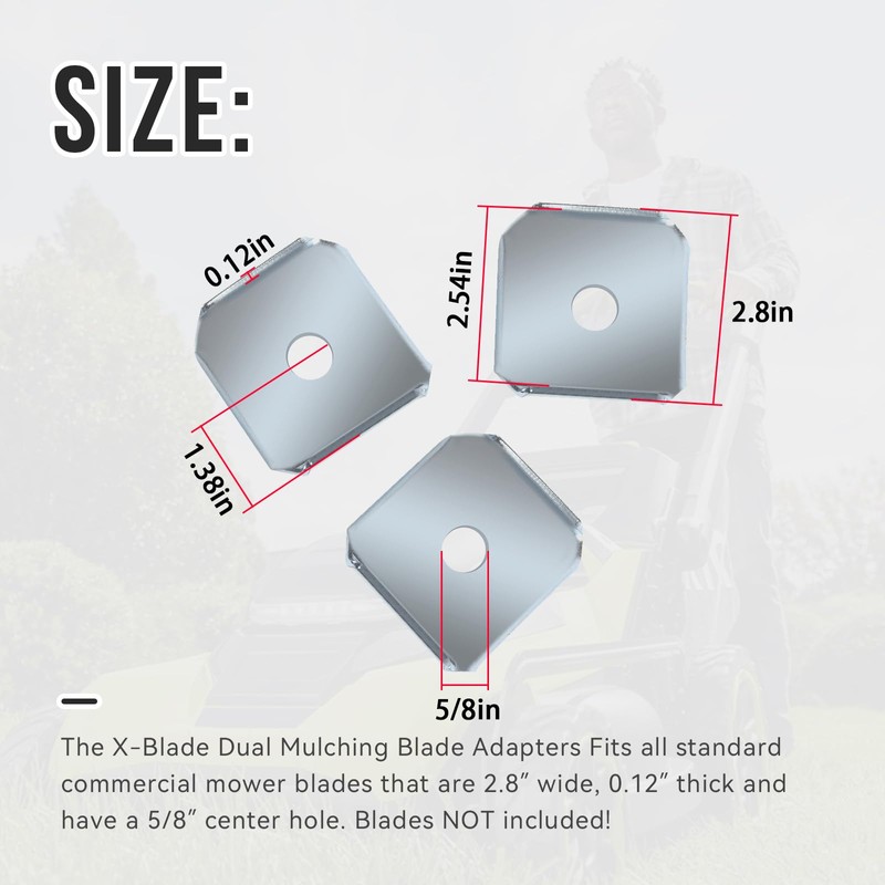 HQPARRTS 3PCS X- Blade Dual Mulching Blade Adapters Kit w/o