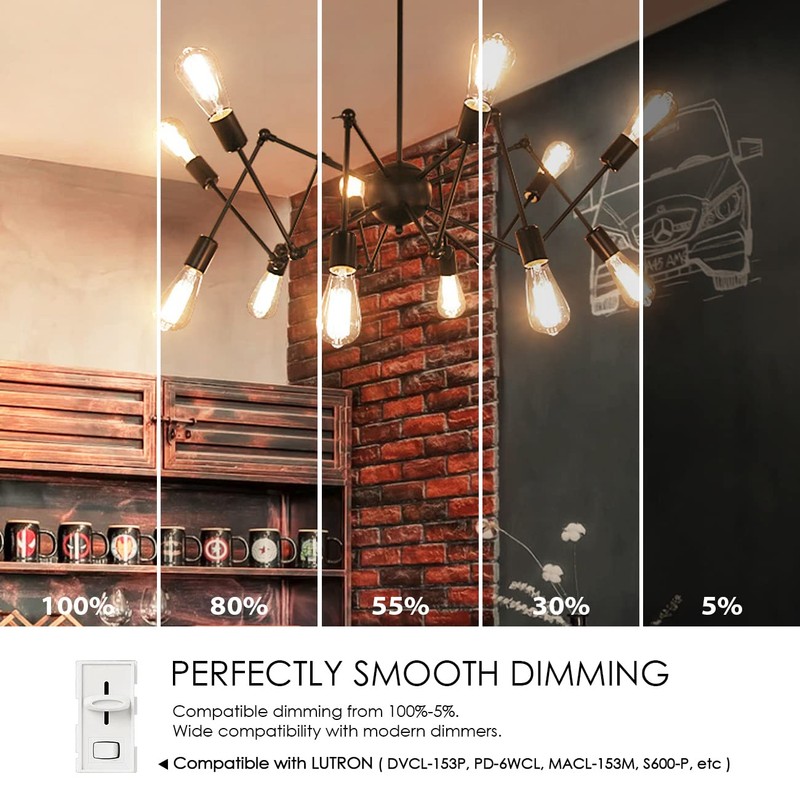 LVWIT ST21 LED Filament Bulb 7W(60 Watt Equivalent) Dimmable 2700K
