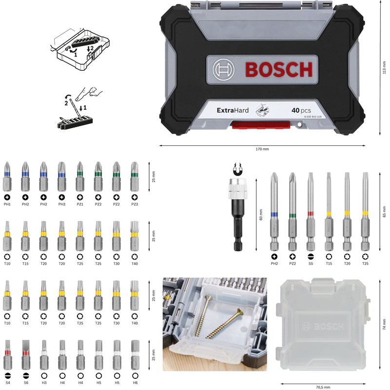 Bosch Professional 2607017464 cordless screwdriver, accessories pick and click set,