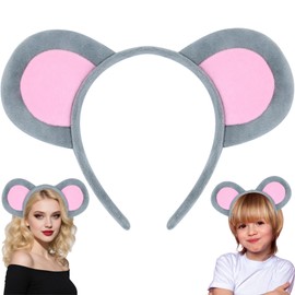 KHC-KHF Halloween-headband Mouse-Ears-Headband Mouse Ears Plush Headband Rat Ears Headwear Animal Ears Costume Accessories Party Cosplay Dress-up Decoration