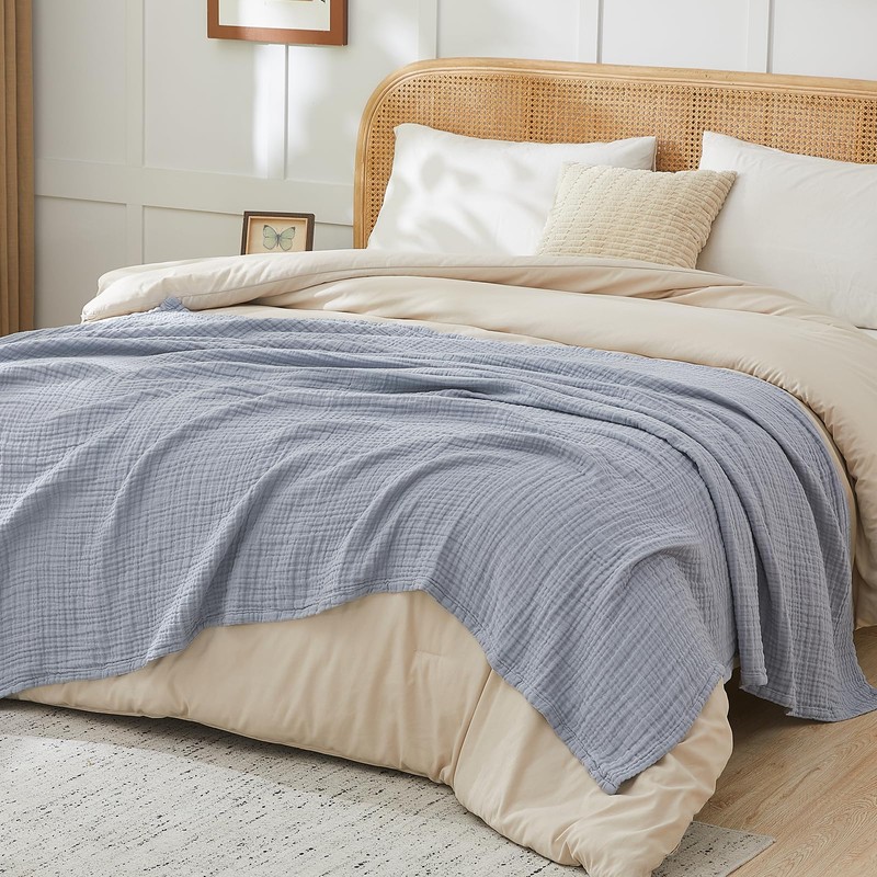 EMME Cotton Blanket, 100% Muslin Blanket, Adults, 150 x 200