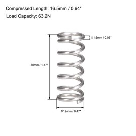 TA-VIGOR 10Pcs Compressed Spring, 12mm OD,1.6mm Wire Size,16.5mm Compressed Length,30mm Free Length Dual Extended Durable Dual Hook Tension Spring for Furniture Screen Doors Repair Projects