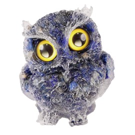 Nupuyai 2.4" Lapis Lazuli Owl Bird Carved Crystal Animal Statue Ornament, Resin Chip Stones Pocket Figurine Energy Healing Home Office Decor