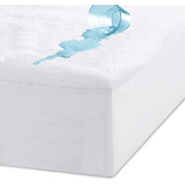 Luxton Cotton Waterproof Mattress Protector Double Size Fully Fitted Cotton Terry Towelling Mattress Protector Hypoallergenic and Anti Dust Mite TPU Layer (Double Size)
